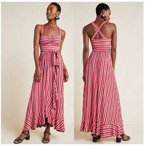 Maeve Anthropologie Multi Color Ruffled Maxi Dress